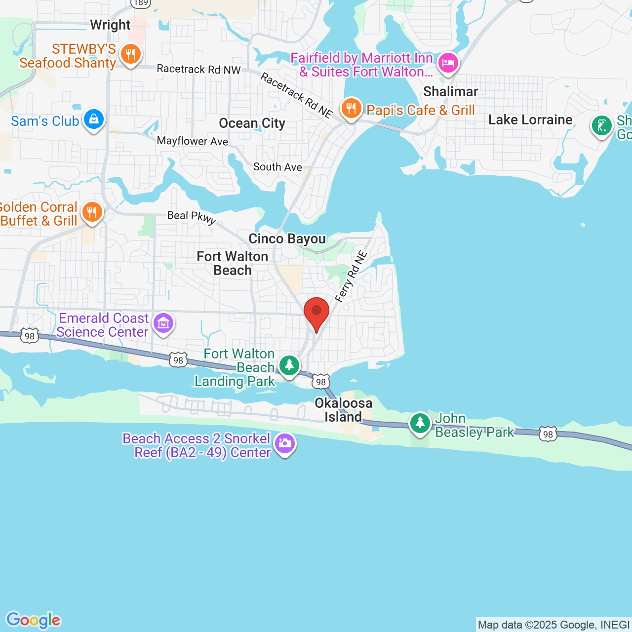 Google map image of our location in 31 Perry Ave SE Fort Walton Beach, FL